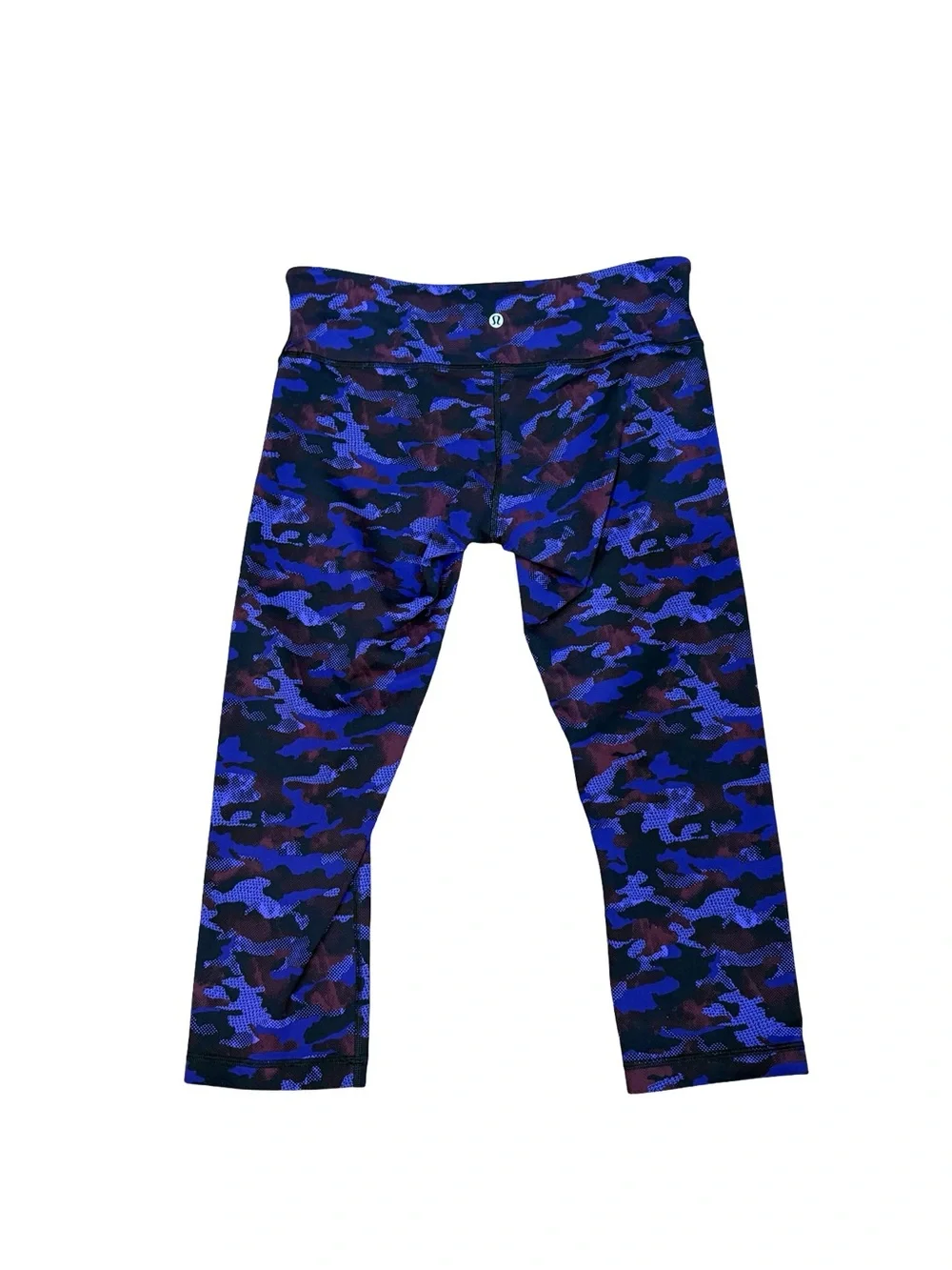 ✨Lululemon Wunder Under Crop III Hounds Camo Emperor Blue Black Leggings Size 10